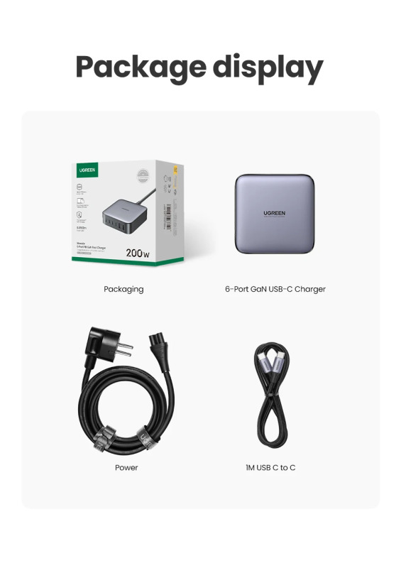 Сетевое зарядное устройство UGREEN CD271 Nexode 200 Вт