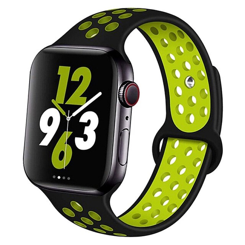 Спортивный ремешок Nike Edition для Apple Watch (ML, чёрно-кислотный)