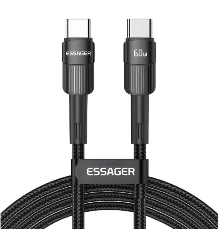 Кабель зарядный Essager Type-C (60 Вт, чёрный)