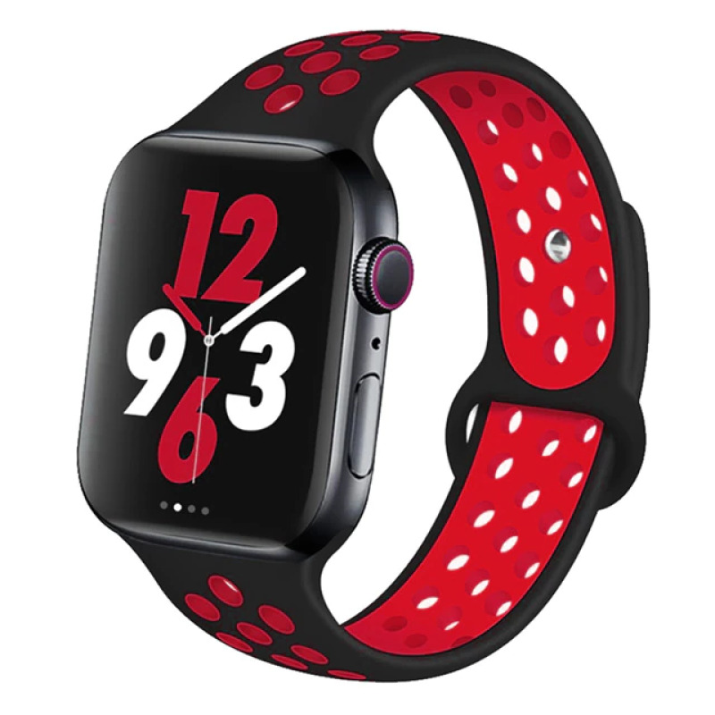 Спортивный ремешок Nike Edition для Apple Watch (ML, чёрно-красный)