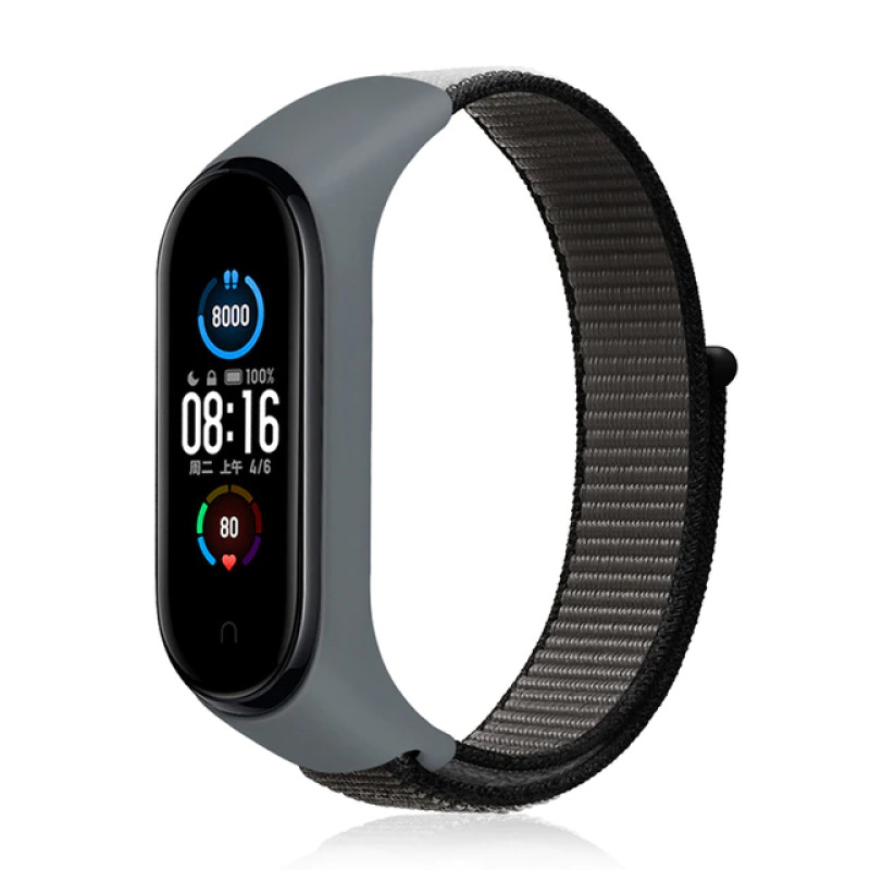 Нейлоновый ремешок для Xiaomi Mi Band 4-7 (серый)