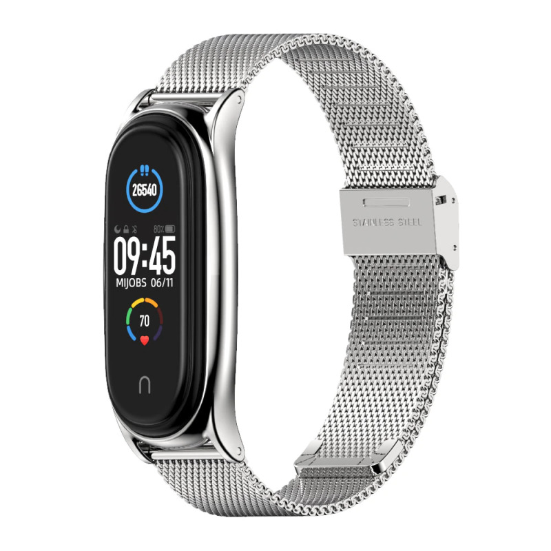 Миланская петля Xiaomi mi band 3-4 (серебристый, металл)